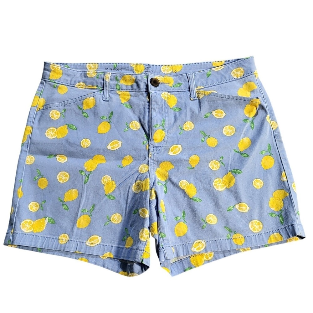 St.John Lemon Print Shorts Casual Summer Everyday Cute Blue Shorts Size 5
